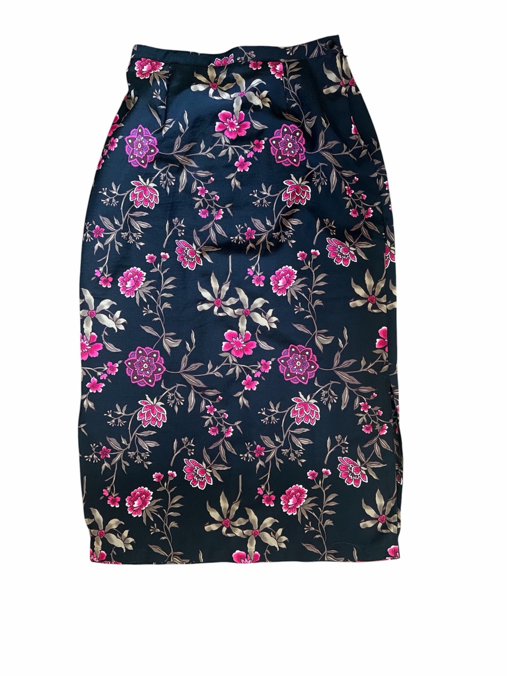 Fall Floral MaxiSkirt - Pink and cream Floral Black Skirt M